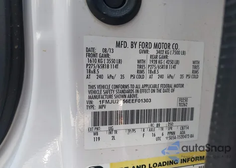 2014 Ford Expedition Limited from USA, damaged, VIN 1FMJU2A56EEF01303